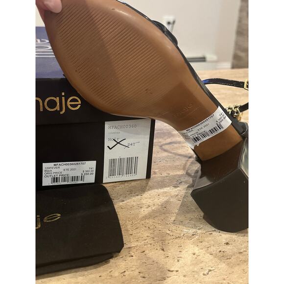 NEW Maje Black Medium Heel With Gold-tone Chain Sandals size 41 - Picture 5 of 10